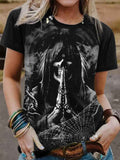 Women's Punk Skull Print T-shirt