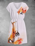 Women's Fox V Neck Tunic T-Shirt Dress