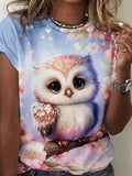 Artistic Sakura Owl T-shirt