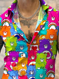 Men's Bears Print Sleeveless Button-Up Vest Shirt