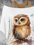 Women's Owl Art Design Two Piece Suit Top