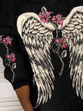 Women's Faith Vintage Punk Wings Printed Sweatshirt