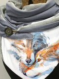 Plush Wolf Watercolor Art Print Casual Scarf