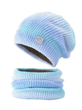 Winter Gradient Wool Hat Thickened Warm Ear Protection And Cold Protection Two-Piece Set