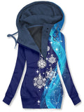 Women's Snowflake Art Cardigan Casual Sweatshirt