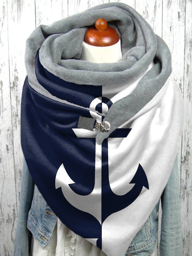 Casual Anchor Cotton Scarf