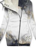 Women's Winter Snowflake Marble Gold Foil Art Casual Sweatjacken