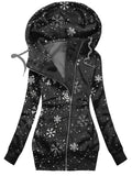 Women's Winter Snowflake Print Casual Track Jacket