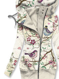 Women's Art Owl Print Casual Track Jacket