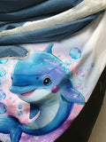 Cute Dolphin Watercolor Casual Print Scarf