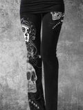 Women's Vintage Gothic Skull Art Printed Casual Pants