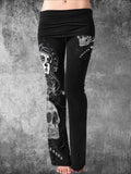 Women's Vintage Gothic Skull Art Printed Casual Pants