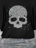 Women's Vintage Punk Skull Printed Two Piece Top