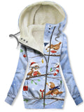 Women's Winter Owl Print Casual Track Jacket