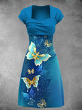 Women's Vintage Butterfly Art Print Art Dress