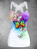 Women's Vintage Butterfly Art Print Art Tank Top