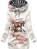 Women's Winter Horse Art Print Casual Sweatshirt