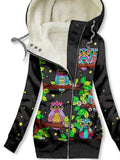 Women's Winter Owl Print Casual Track Jacket