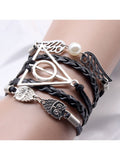 Deathly Hallows Vintage Leather Strap Bracelet Various Owl Wing Bracelets Snitch