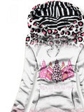 Women's Pink Leopard Christmas Trees Art Casual Sweatshirt