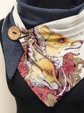 Fox Floral Art Print Casual Scarf