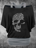 Women's Vintage Punk Skull Printed Two Piece Top