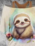 Women's Cute Sloth Art Design Two Piece Suit Top