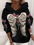 Women's Faith Vintage Punk Wings Printed Sweatshirt