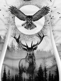 Women's Forest Reindeer Owl Art Casual Sweatshirt