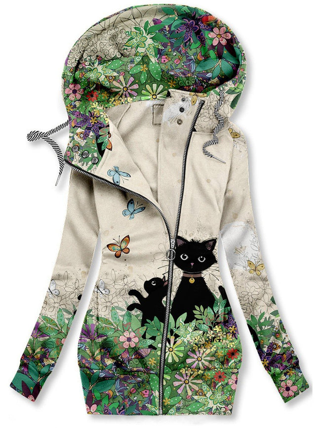 Women's Art Black Cat Casual Sweatjacken