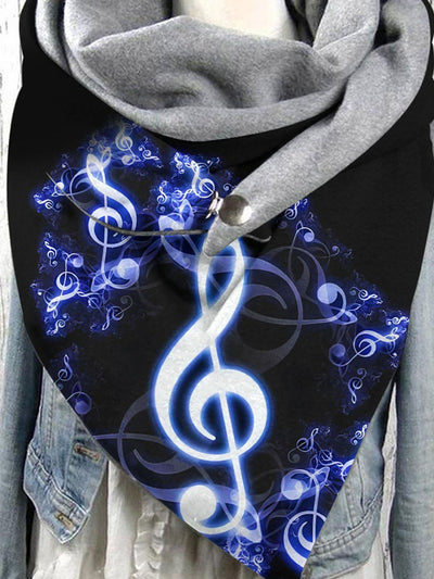 Women's Autumn And Winter Punk Music Note Casual Scarf And Shawl