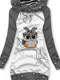 Women's Owl Art Print Sweatjacke