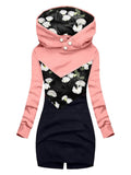 Women's Splicing Printed Sweatshirt Hoodie Casual Slim Casual Sweatshirt