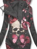 Women's Floral Butterfly Skull Casual Sweatjacken