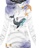 Women's Whale With Lighthouse And Anchor On Its Back Casual Sweatshirt