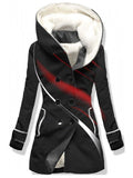 Women's Winter Streamer Art Print Casual Fleece Coat Jacket