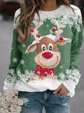 Women's Multicolor Christmas Reindeer Bleached Sweatshirt