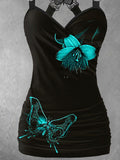 Women's Vintage Butterfly Art Print Art Tank Top