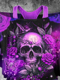 Women's Punk Skull Art Slouchy Print Two-piece Top