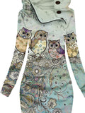 Women's Owl Art Print Casual Sweatshirt