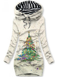 Women's Winter Christmas Tree Print Casual Hoodie