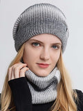 Winter Gradient Wool Hat Thickened Warm Ear Protection And Cold Protection Two-Piece Set