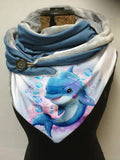 Cute Dolphin Watercolor Casual Print Scarf