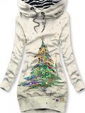 Women's Winter Christmas Tree Print Casual Hoodie