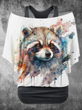 Women's Raccoon Art Design Two Piece Suit Top