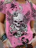 Women's Punk Skull Print T-shirt