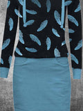 Women's Feather Casual Print Sweatshirt Dress