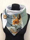 Women's Autumn And Winter 3D Fox Illustration Shawl Scarf