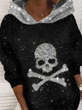 Winter Vintage Punk Skull Print Sweatshirt