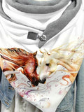 Horse Butterfly Watercolor Art Print Casual Scarf